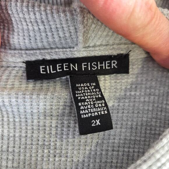 Eileen Fisher Gray Thermal Hooded Top Plus Size 2x - Picture 4 of 5